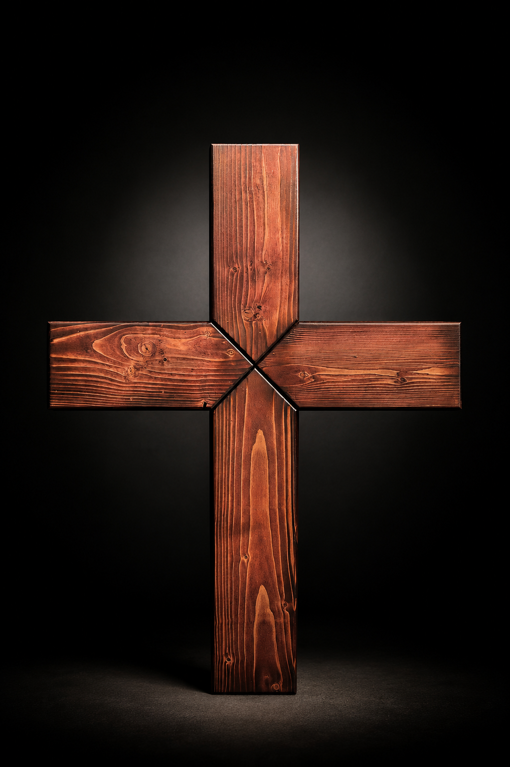 Handcrafted Wooden Cross with X-Inlay Center