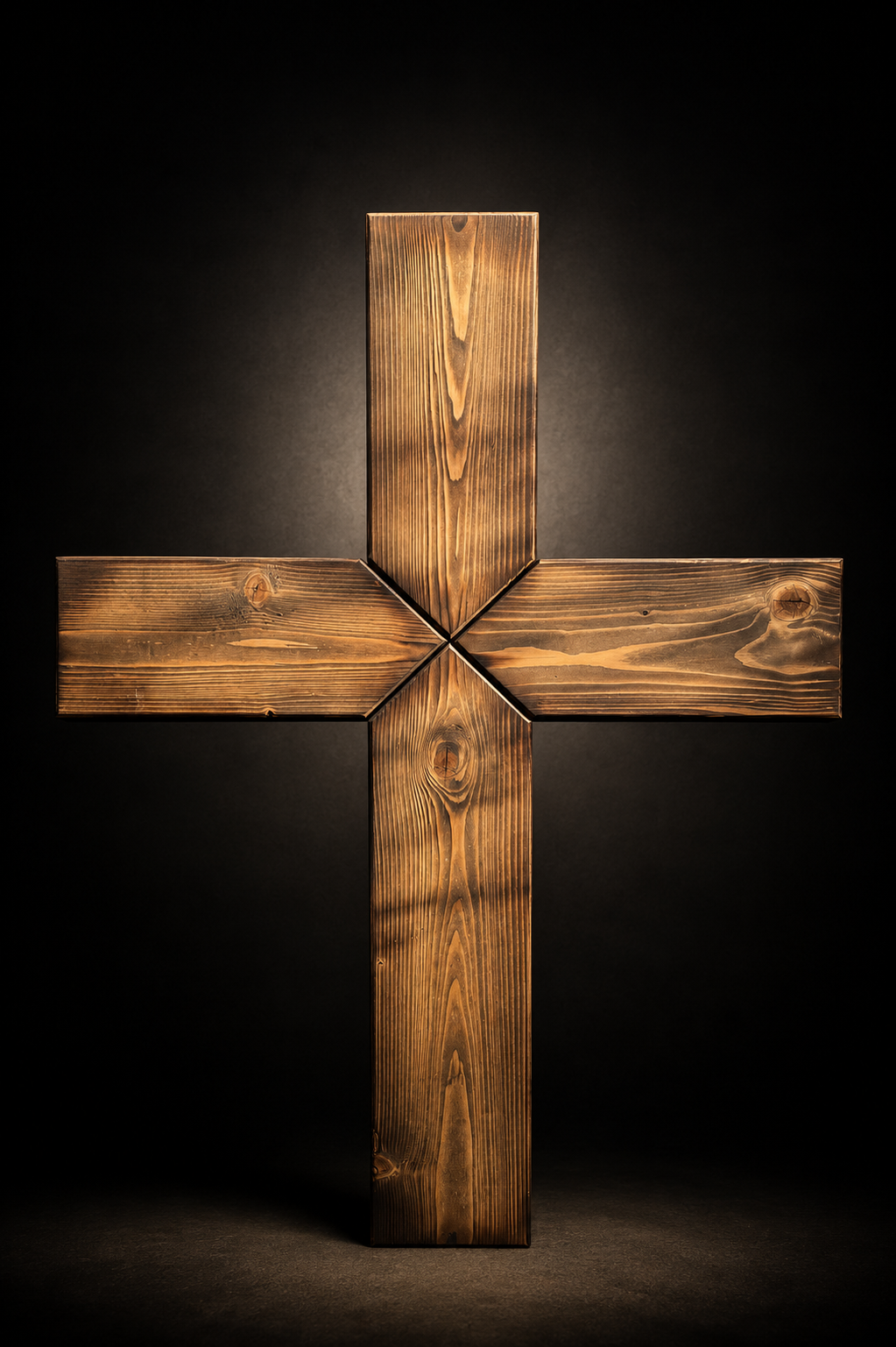 Handcrafted Wooden Cross with X-Inlay Center