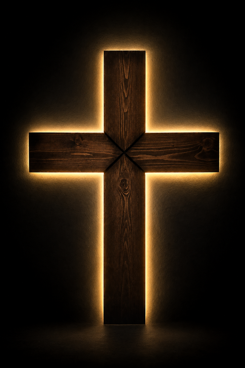 Handcrafted Wooden Cross with X-Inlay Center